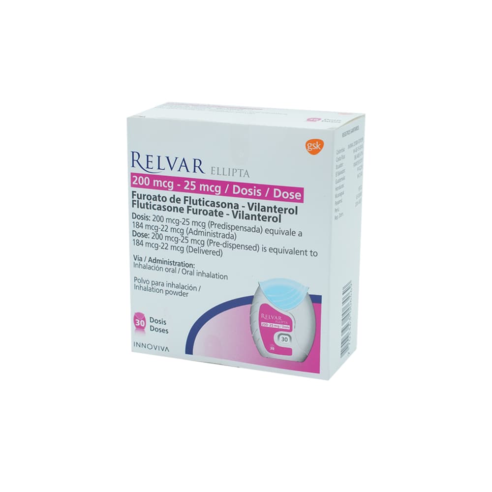 Relvar Ellipta (200+25)Mcg Dosis Polvo Inhalación Oral Frasco X 30Dosis