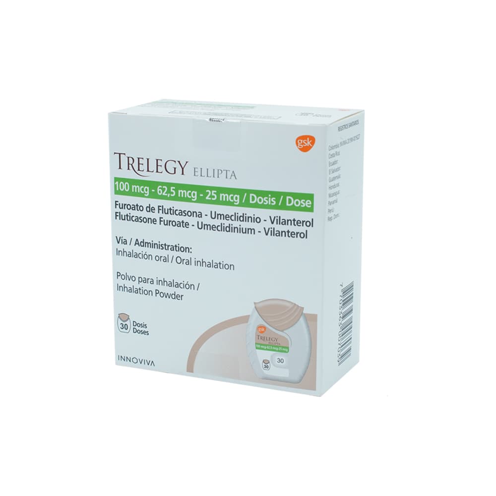 Trelegy Ellipta Polvo Para Inhalación Oral (100+62.5+25)Mcg Frasco X 30 Dosis