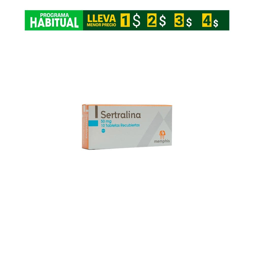 Sertralina Tabletas Recubiertas 50 Mg Caja X 10