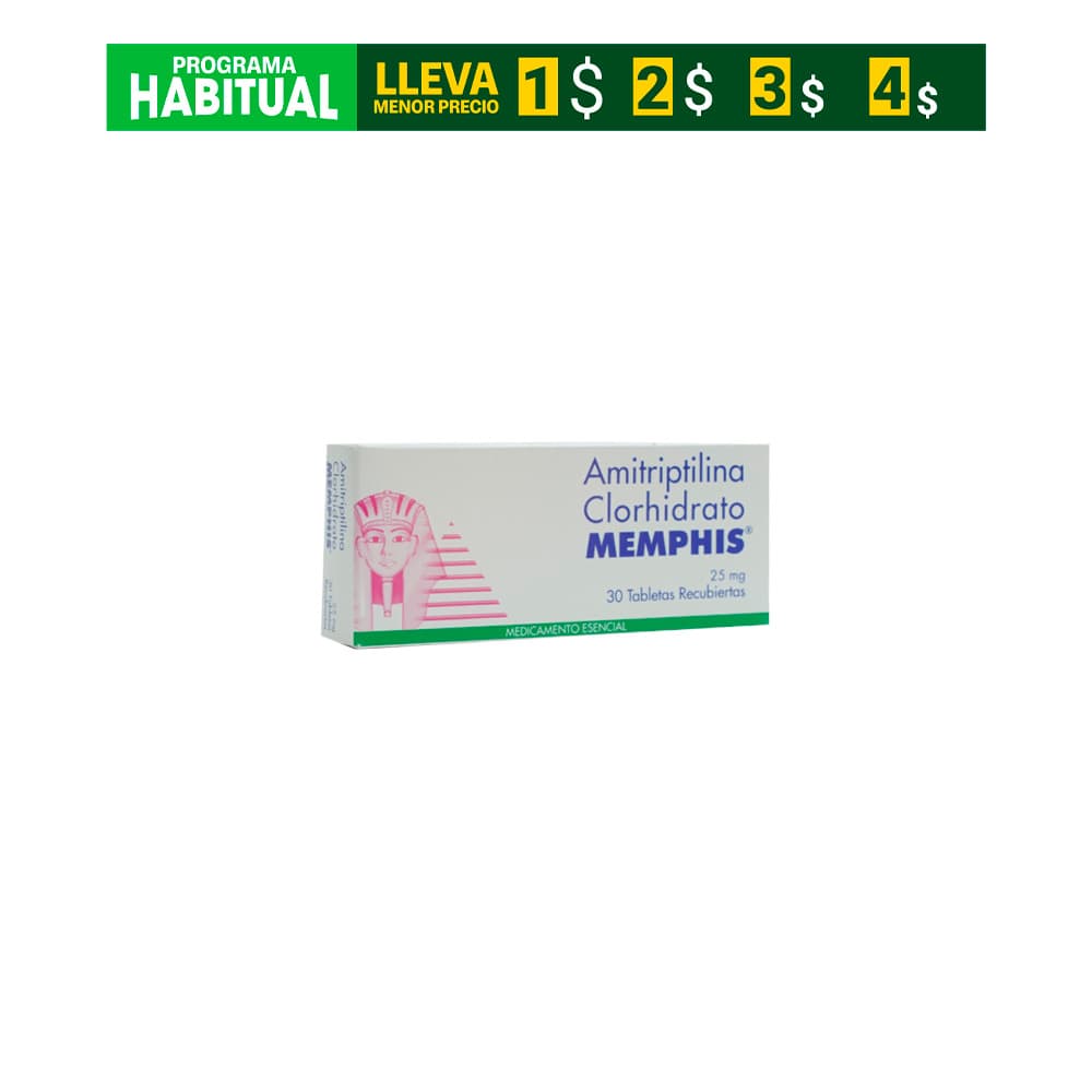 Amitriptilina 25 Mg Memphis Caja X 30 Tabletas Recubiertas