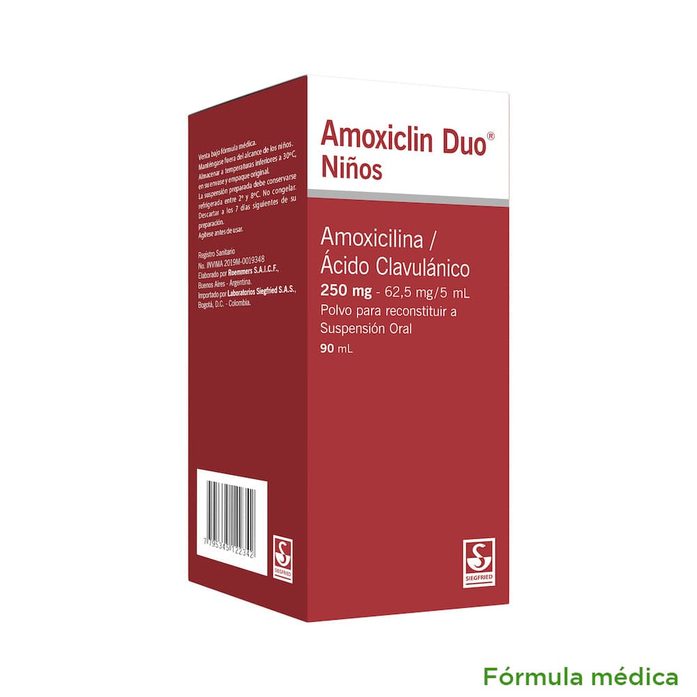 Amoxiclin Duo (250+62.5)Mg/5Ml(5+1.25)% Polvo Suspencion Oral Frasco X 90 Ml