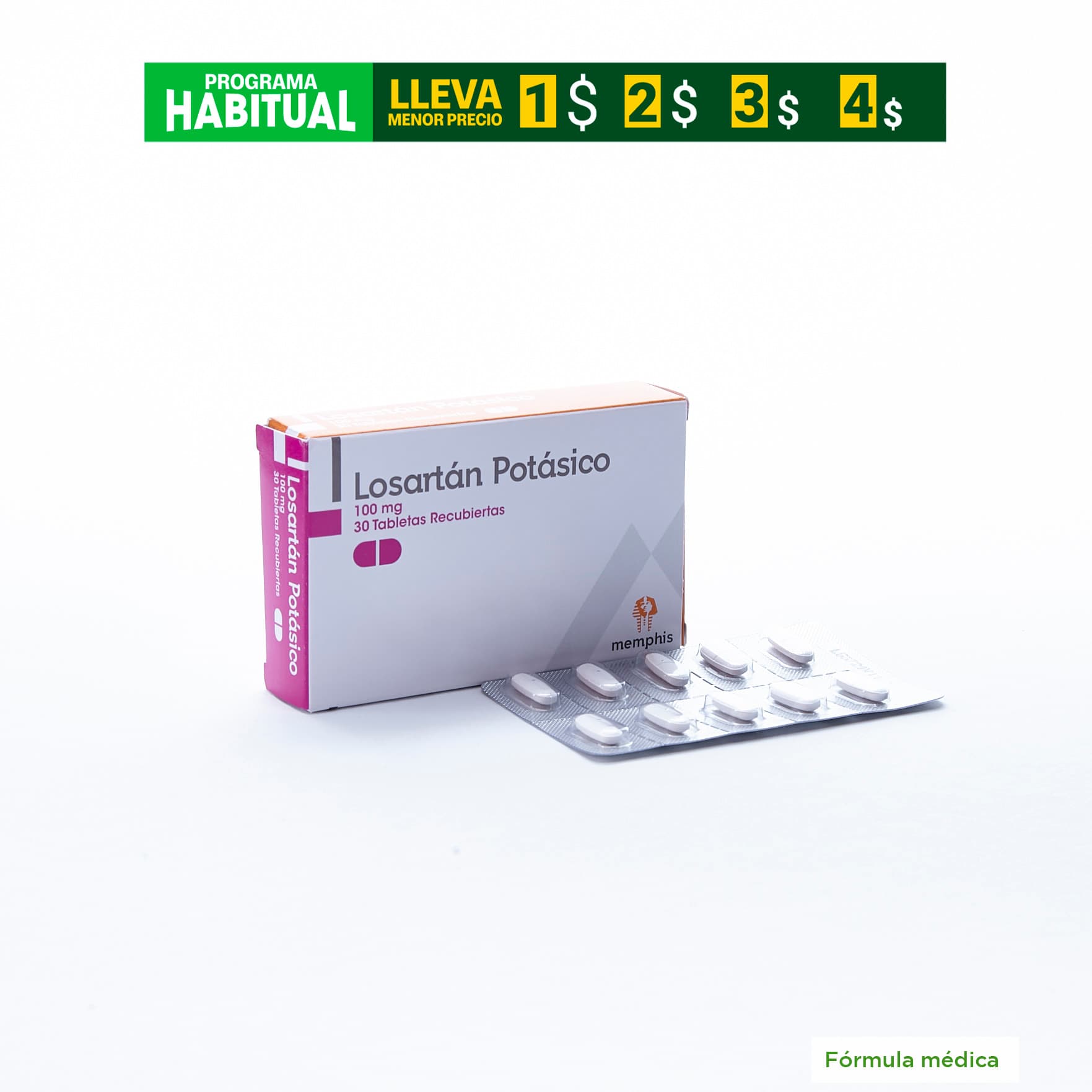 Losartan Tabletas Recubiertas 100Mg Caja X 30