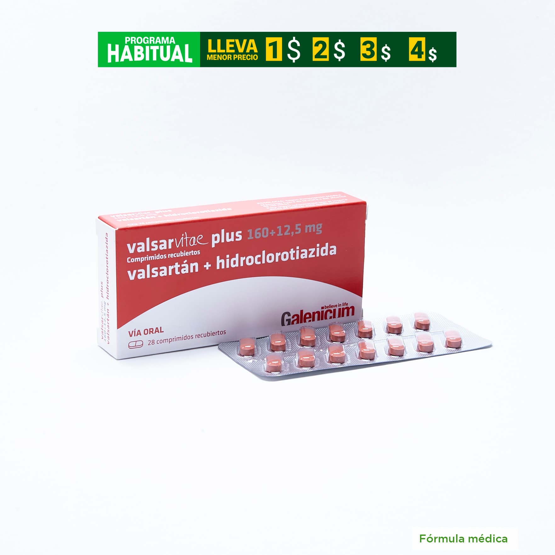 Valsarvitae Plus Tabletas Recubiertas (12.5+160)Mg Caja X 28