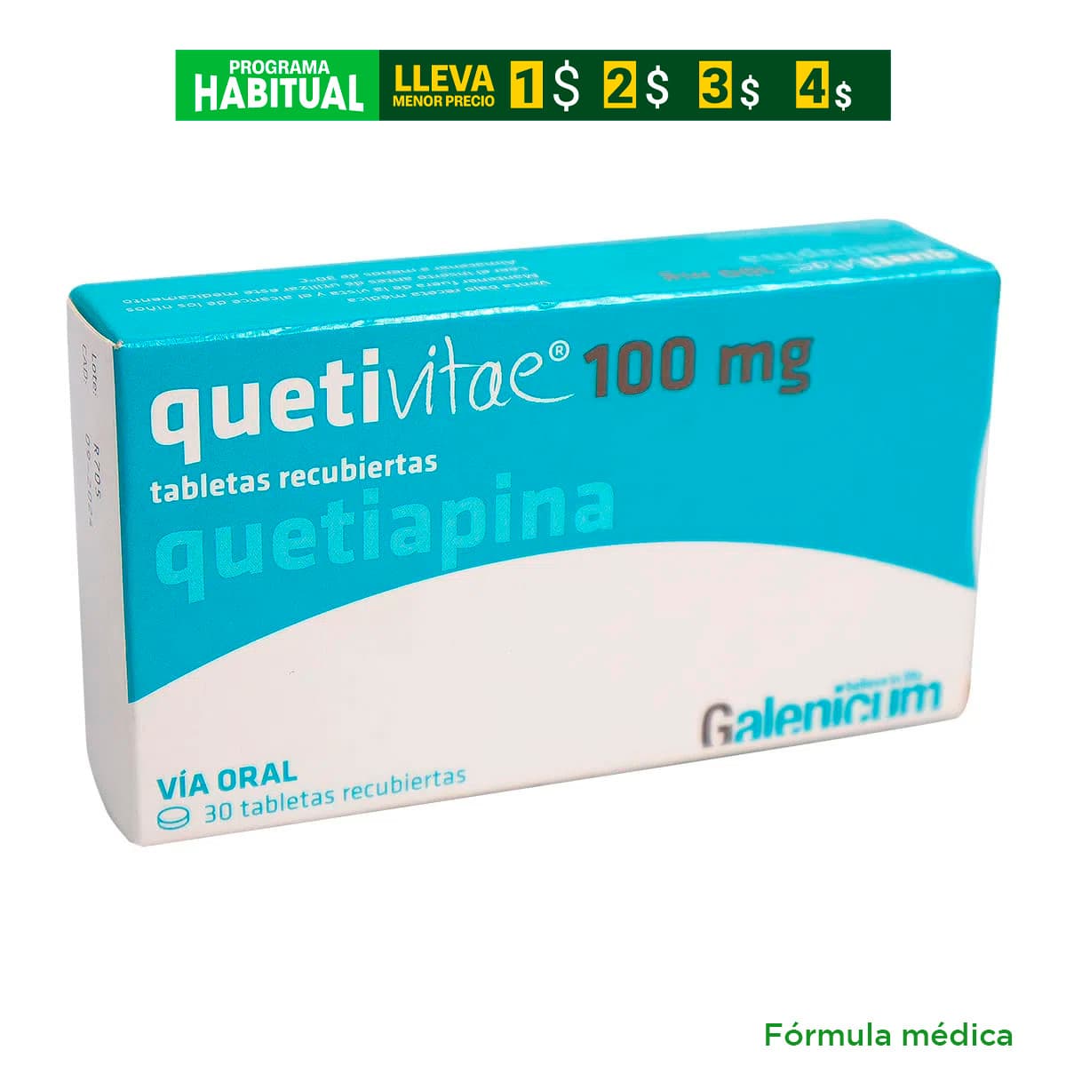 Quetivitae 100Mg Tabletas Recubiertas Caja X 30