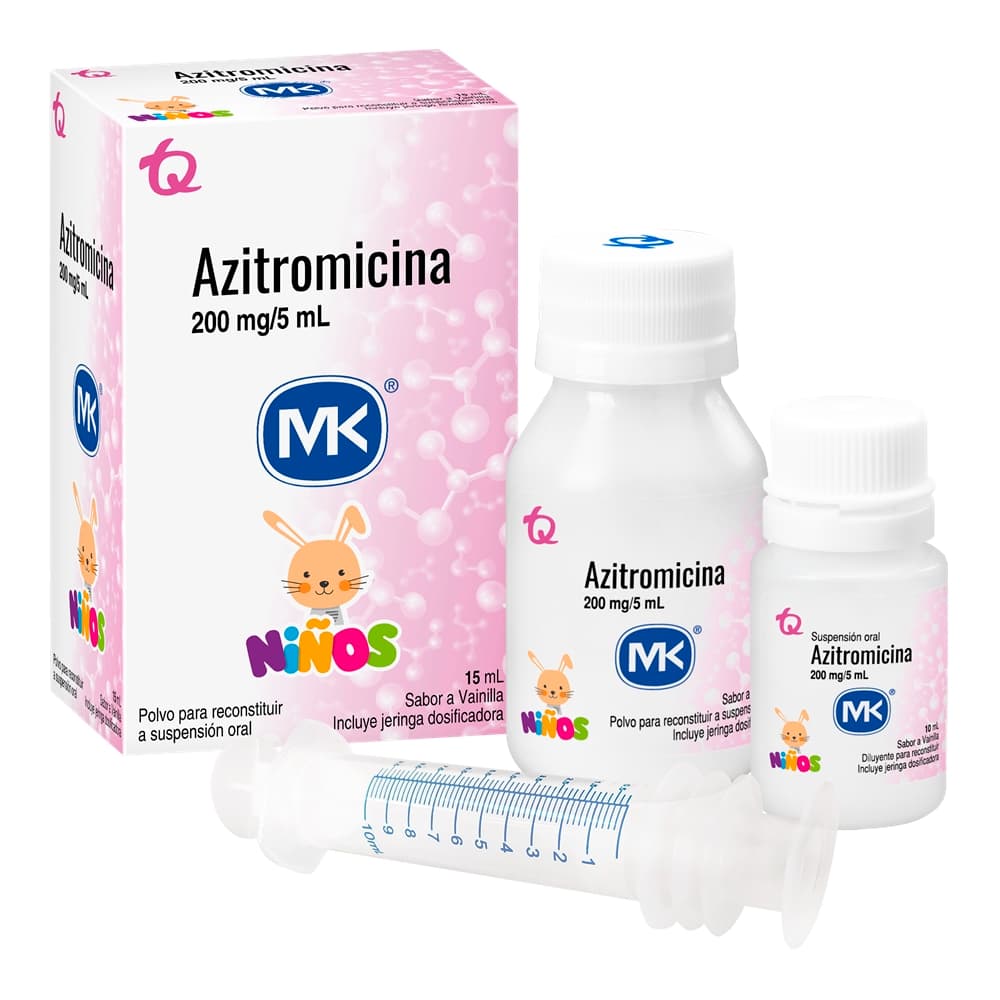 Azitromicina Ninos 200Mg/5Ml(4%) Polv Susp Oral Fco X 15Ml Mk Vainilla