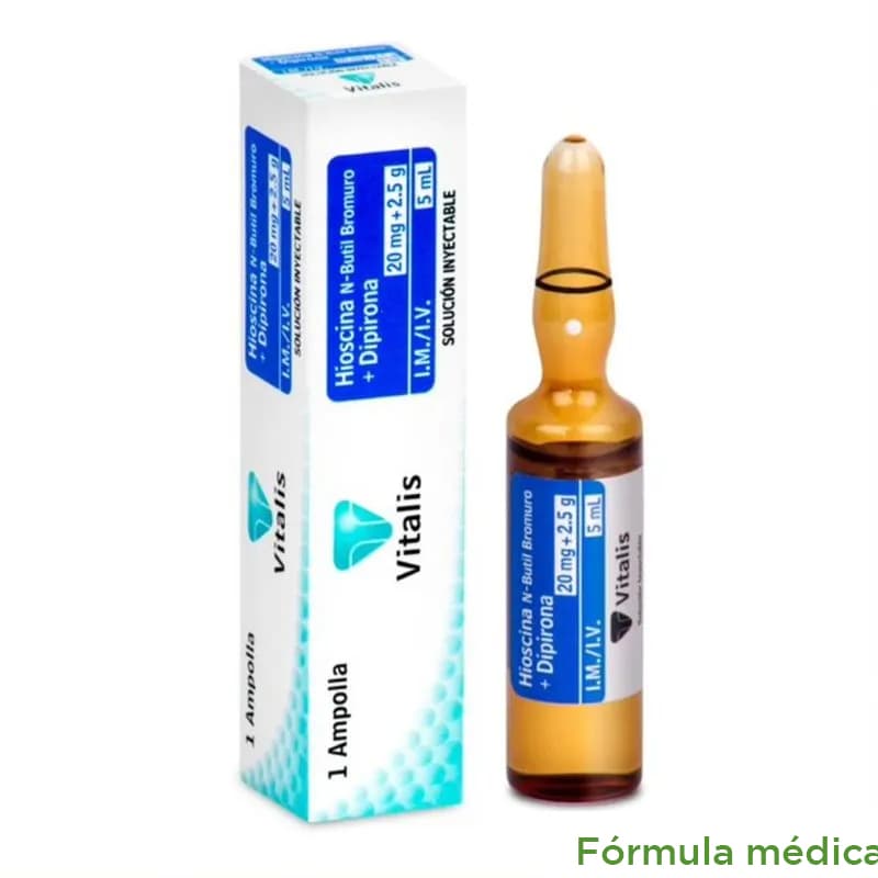 Hioscina N Butil Bromuro Dipirona (2.5+0.02)Gr/5Ml((500+4)Mg/Ml) Solucion Inyectabletasle Cajas X 1 Vitalis