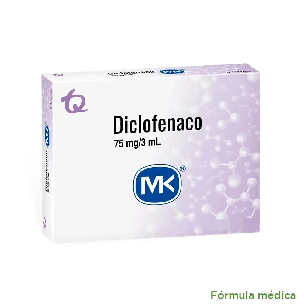 Diclofenaco Mk 75 Mg/3 Ml (25 Mg/Ml) Solución Inyectable X 1 Ampolleta