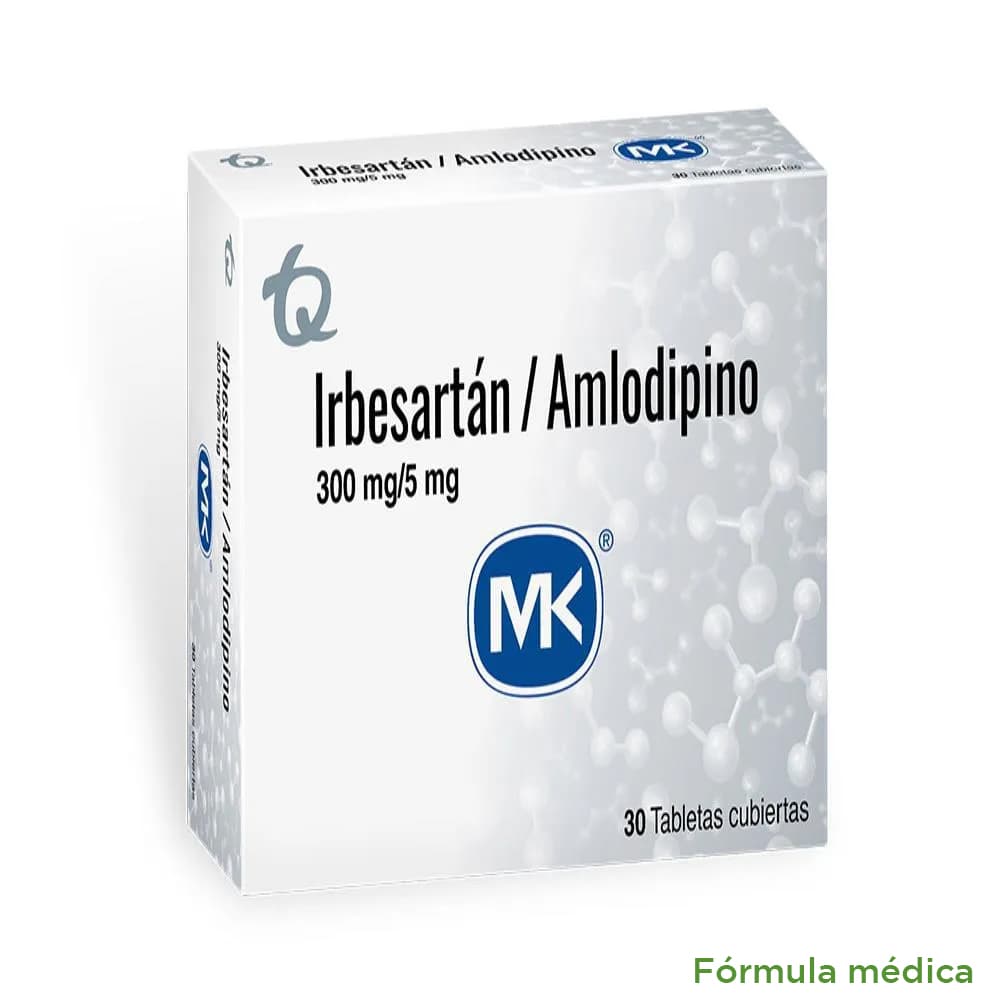 Amlodipino+Irbesartan (5+300)Mg Tabletas Recubiertas Cajas X 30 Mk