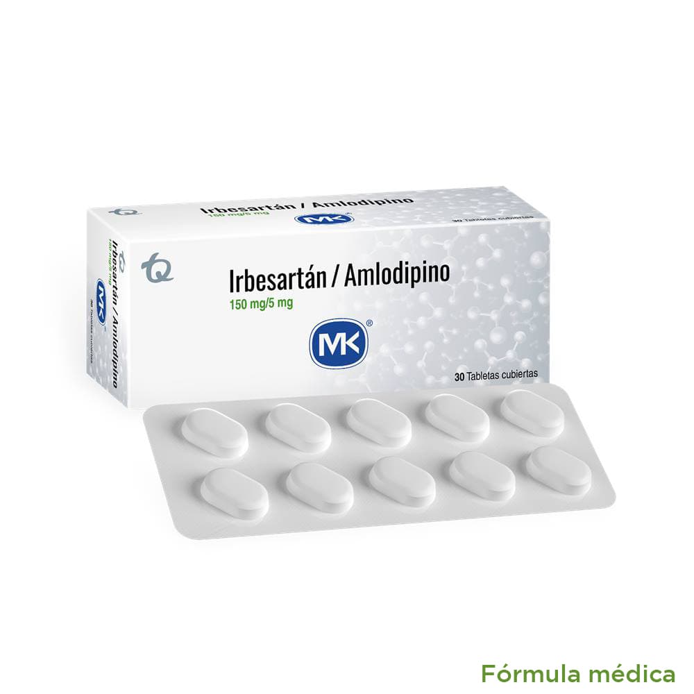 Amlodipino+Irbesartan (5+150)Mg Tabletas Recubiertas Caja X 30 Mk