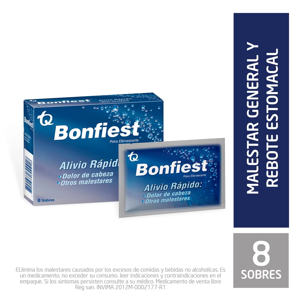Bonfiest (500+2830)Mg/Sobre Gran Efervescente Caja X 8 Sobre X5Gr