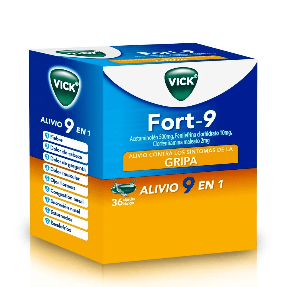 Vick Fort 9 (500+2+10)Mg Capsula Blanda Blister X4