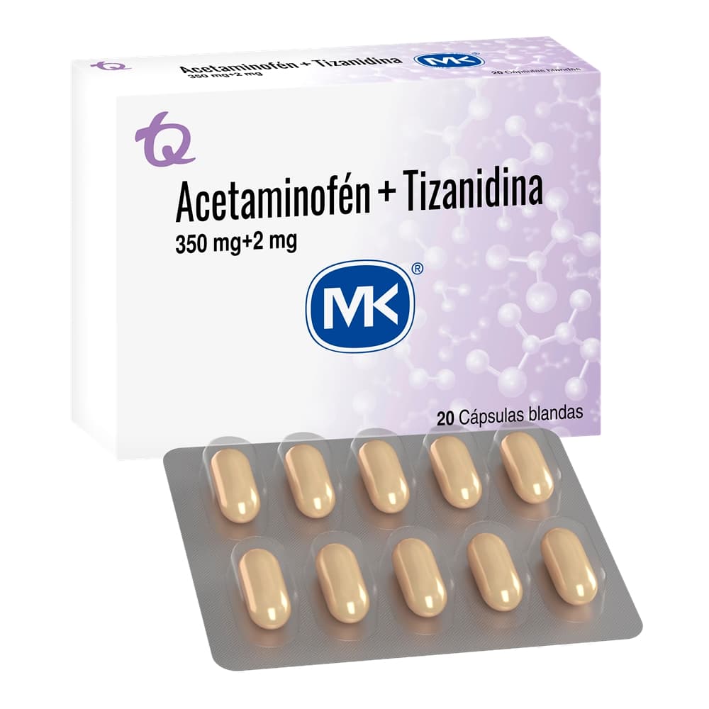 Acetaminofen+Tizanidina (350+2)Mg Cap Bland Caj X 20 Mk