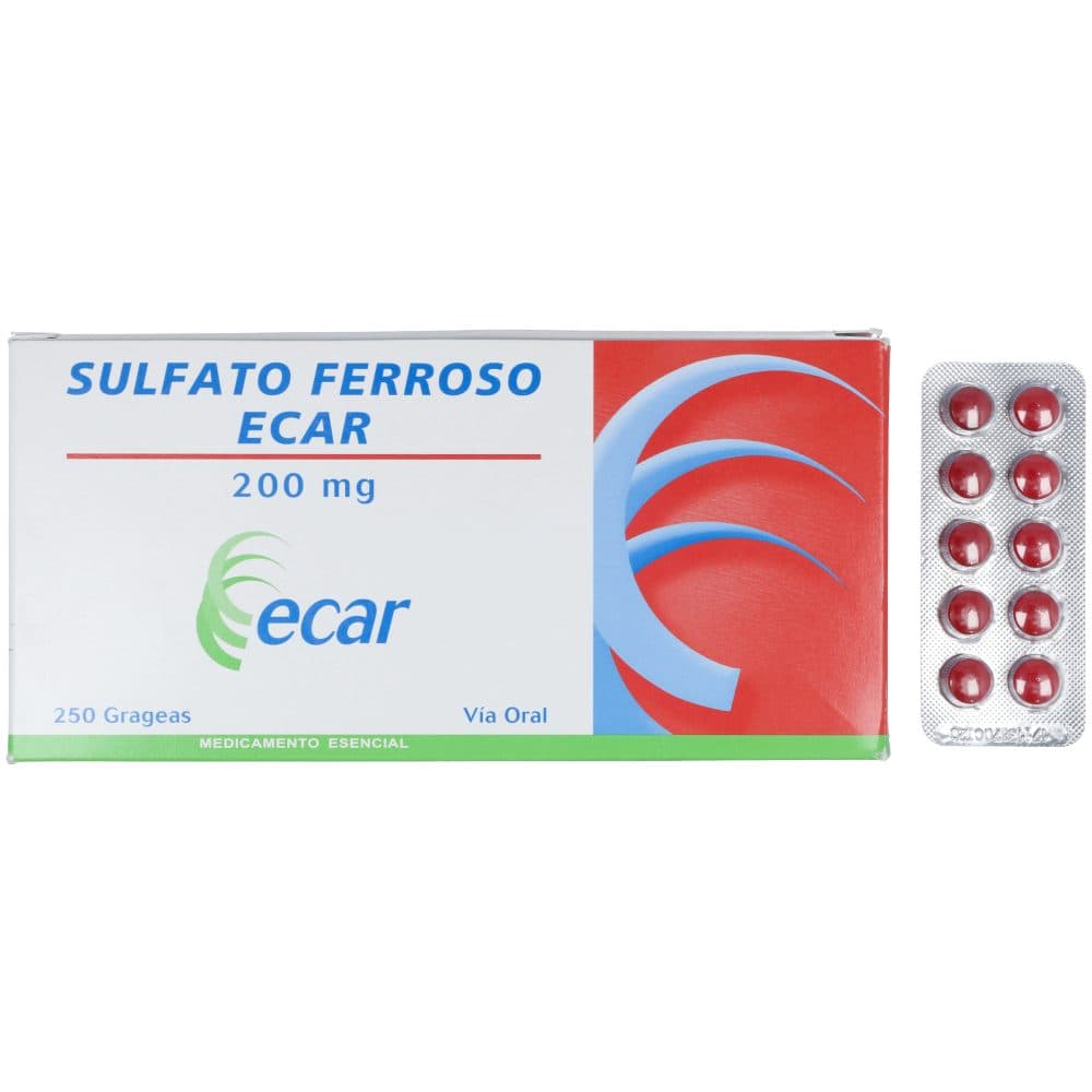 Sulfato Ferroso Ecar 200Mg Blister X 10 Grageas