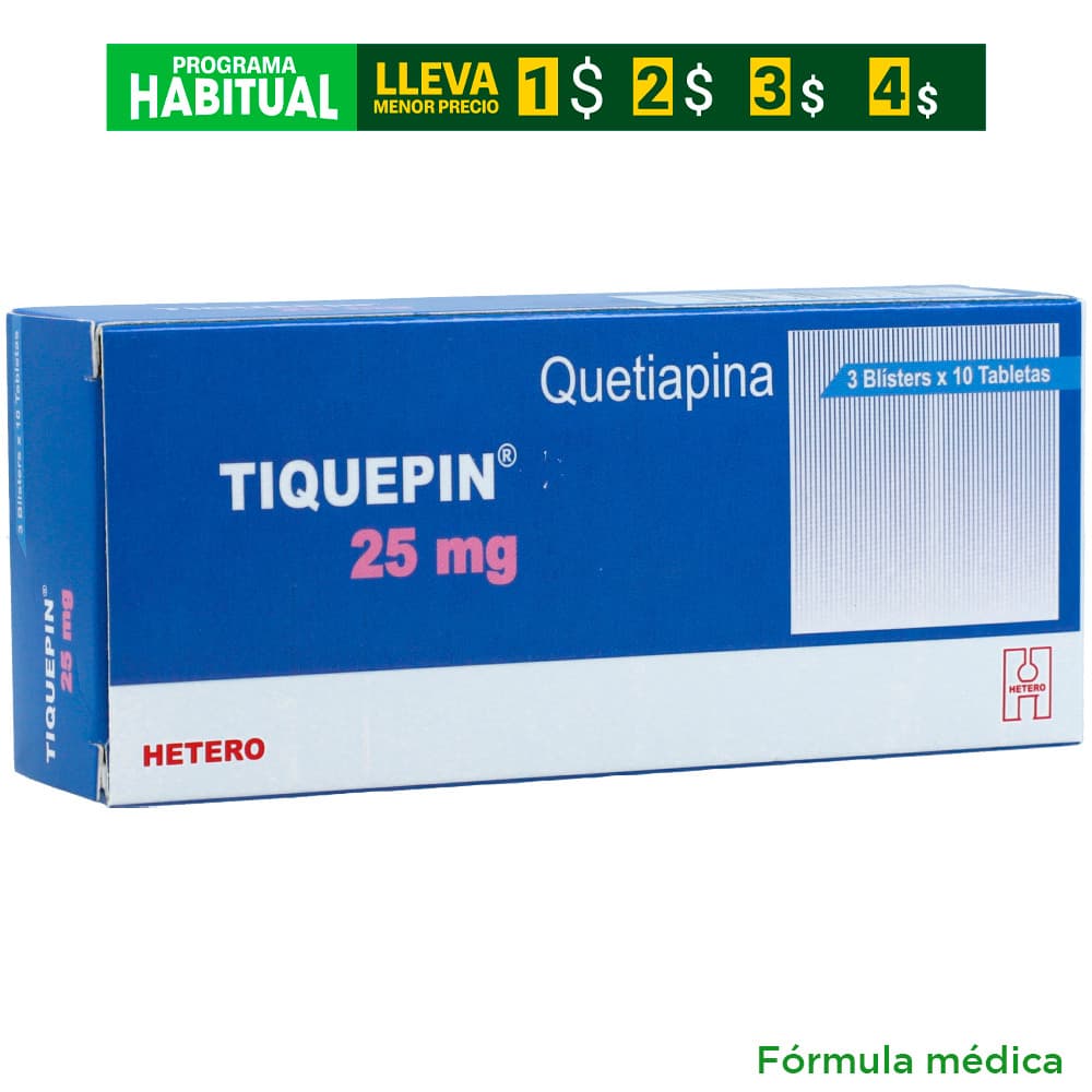 Tiquepin 25Mg Tableta Recubierta Caja X 30