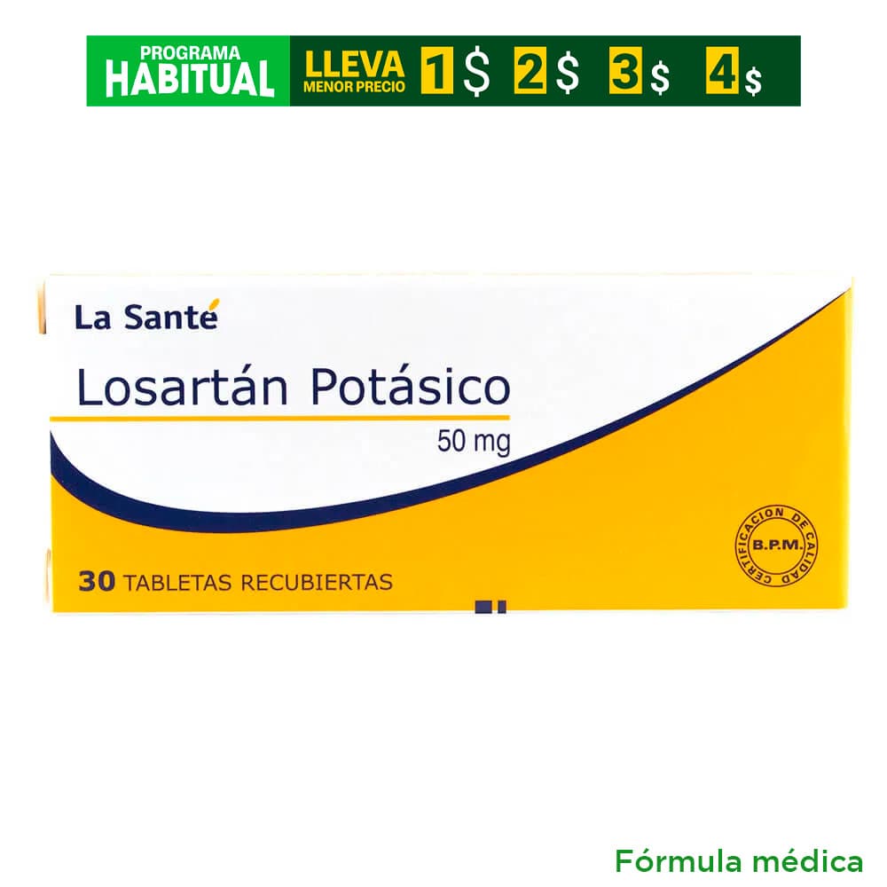 Losartan Potasico 50Mg Tabletas Recubiertas Caja X 30 La Sante