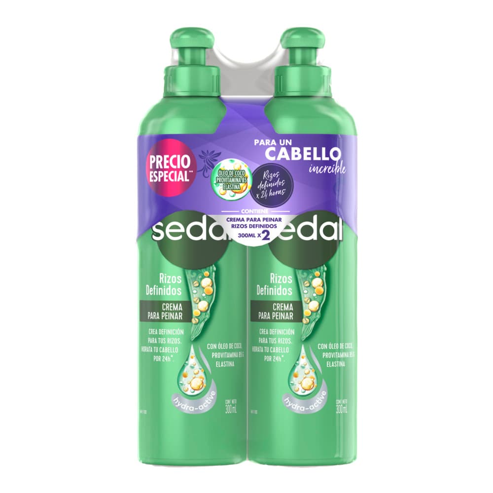 Crema Para Peinar Sedal Rizos Definidos 2X300Ml