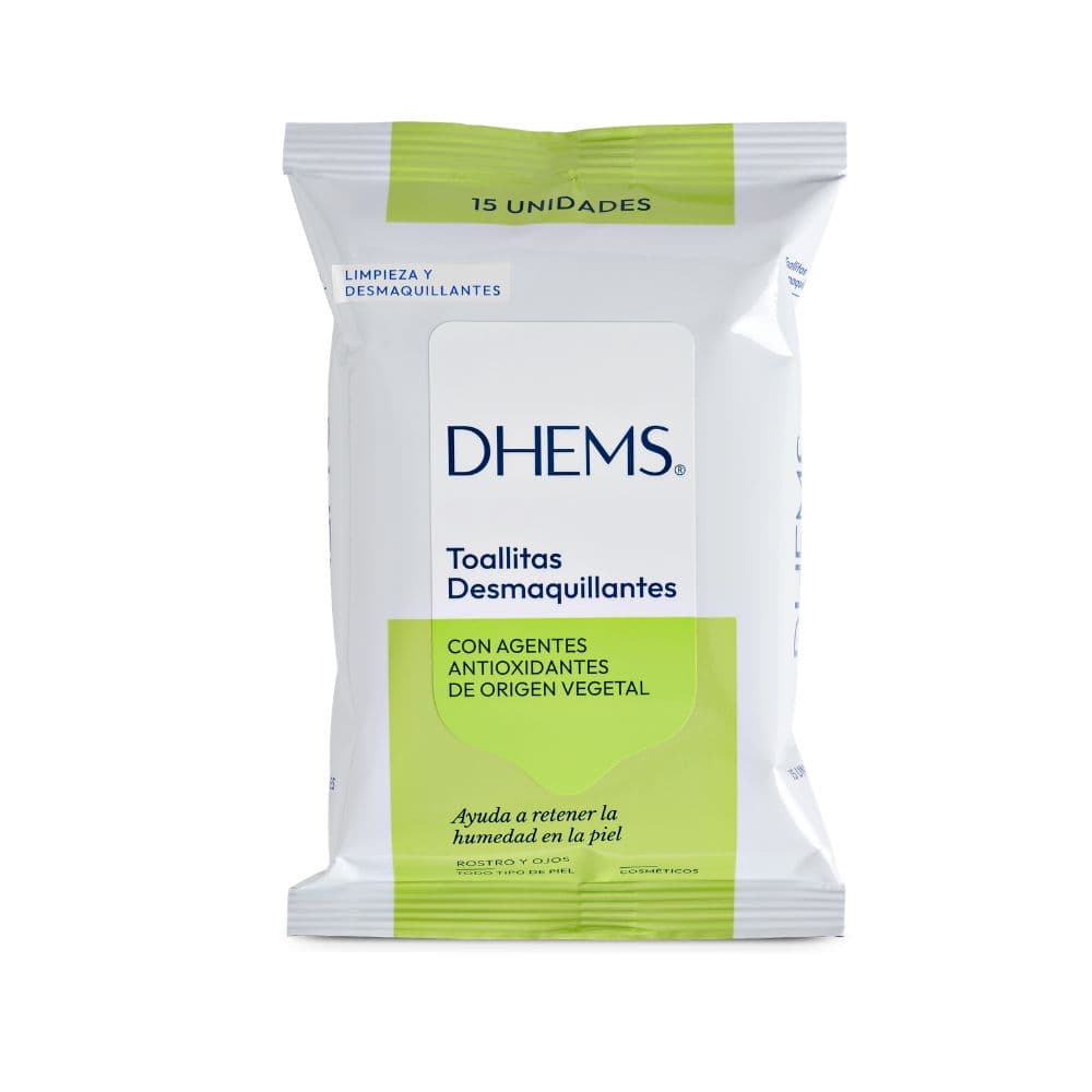 Toallitas Desmaquillantes Con Agentes Antioxidantes Dhems Caja X 2 Sobres X 15 Unidades