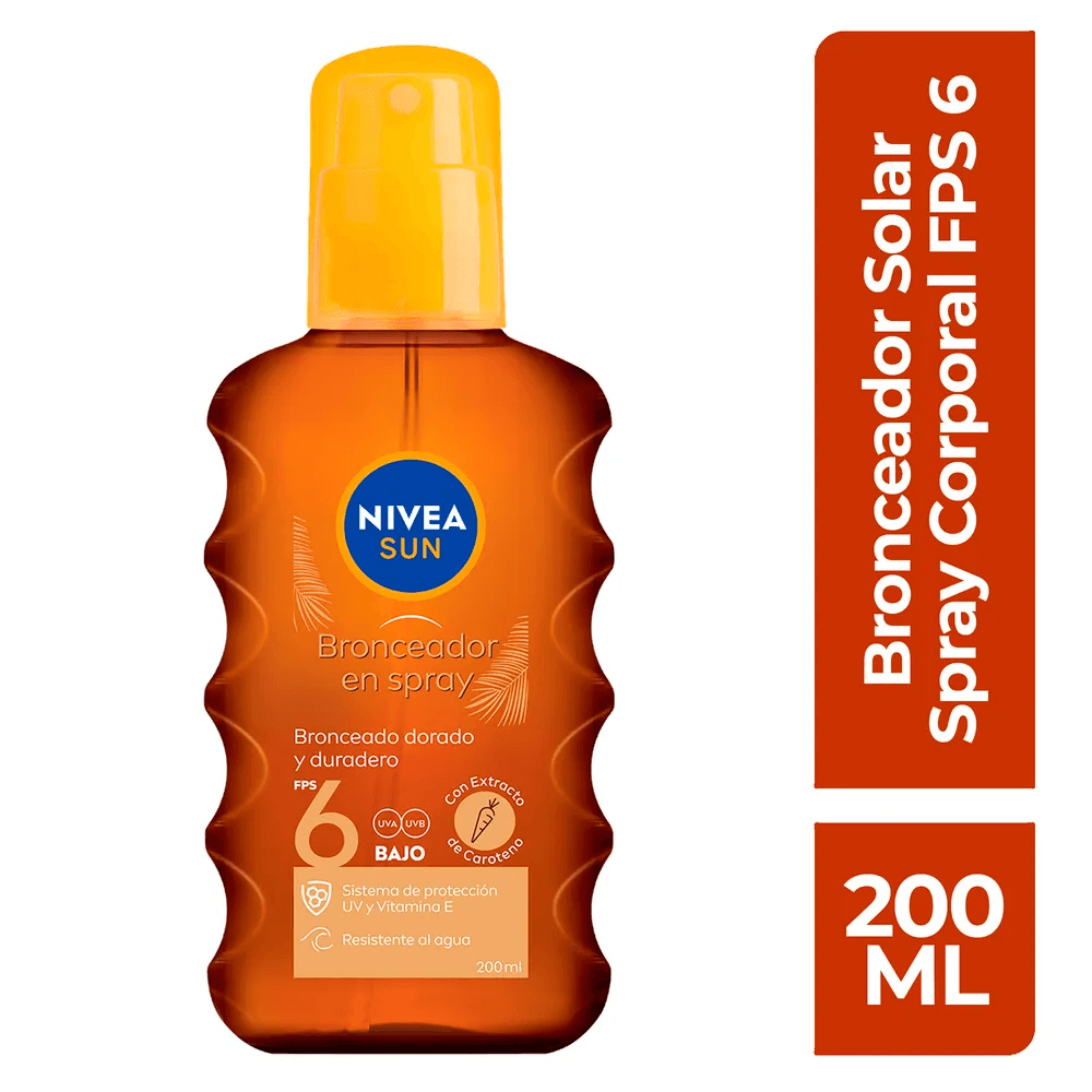 Bronceador En Spray Nivea Sun Fps 6 Dorado Y Duradero Frasco X 200Ml