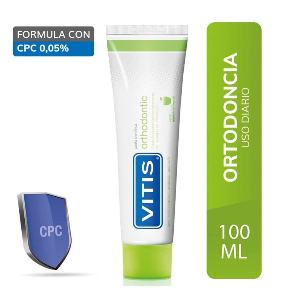 Crema Dental Vitis Tubo 100Ml Orthodontic Manzana-Menta