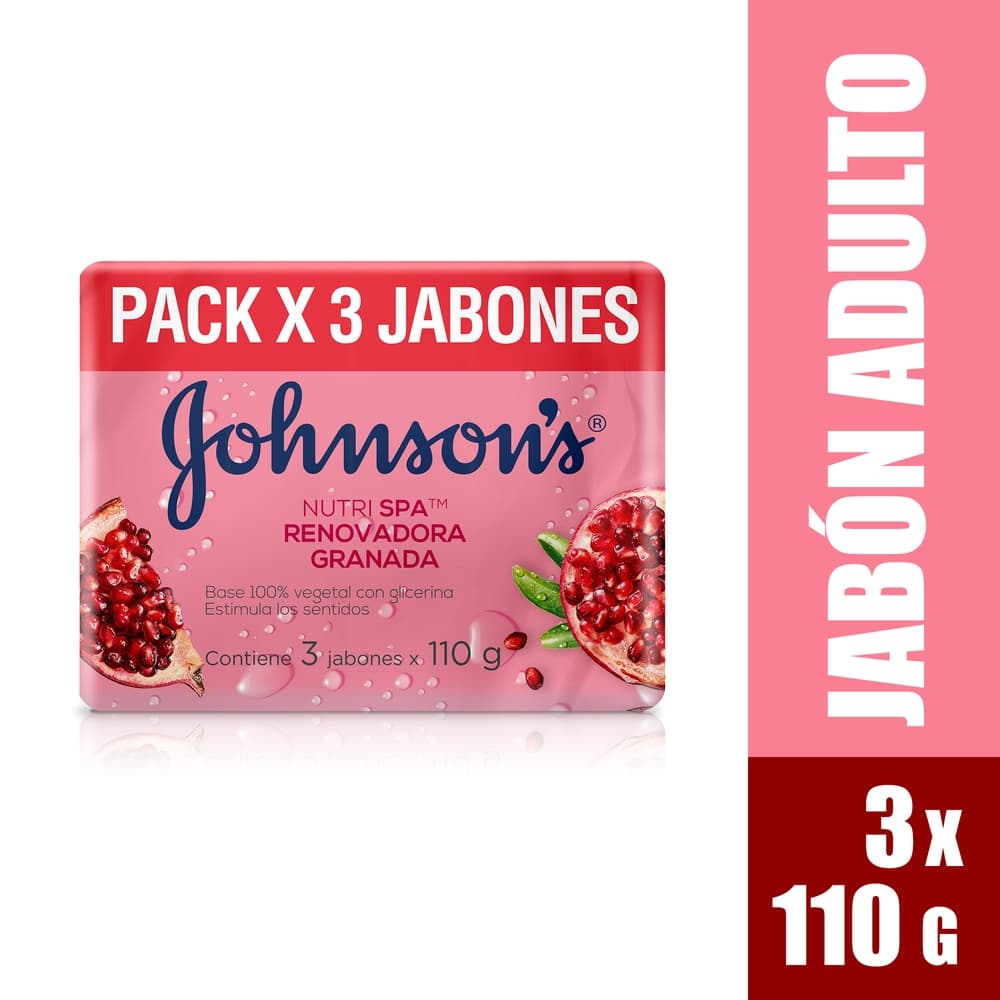 Jabon En Barra Johnsons Nutri Spa Renovadora Granada Paquete X 3 Barras X 110 G