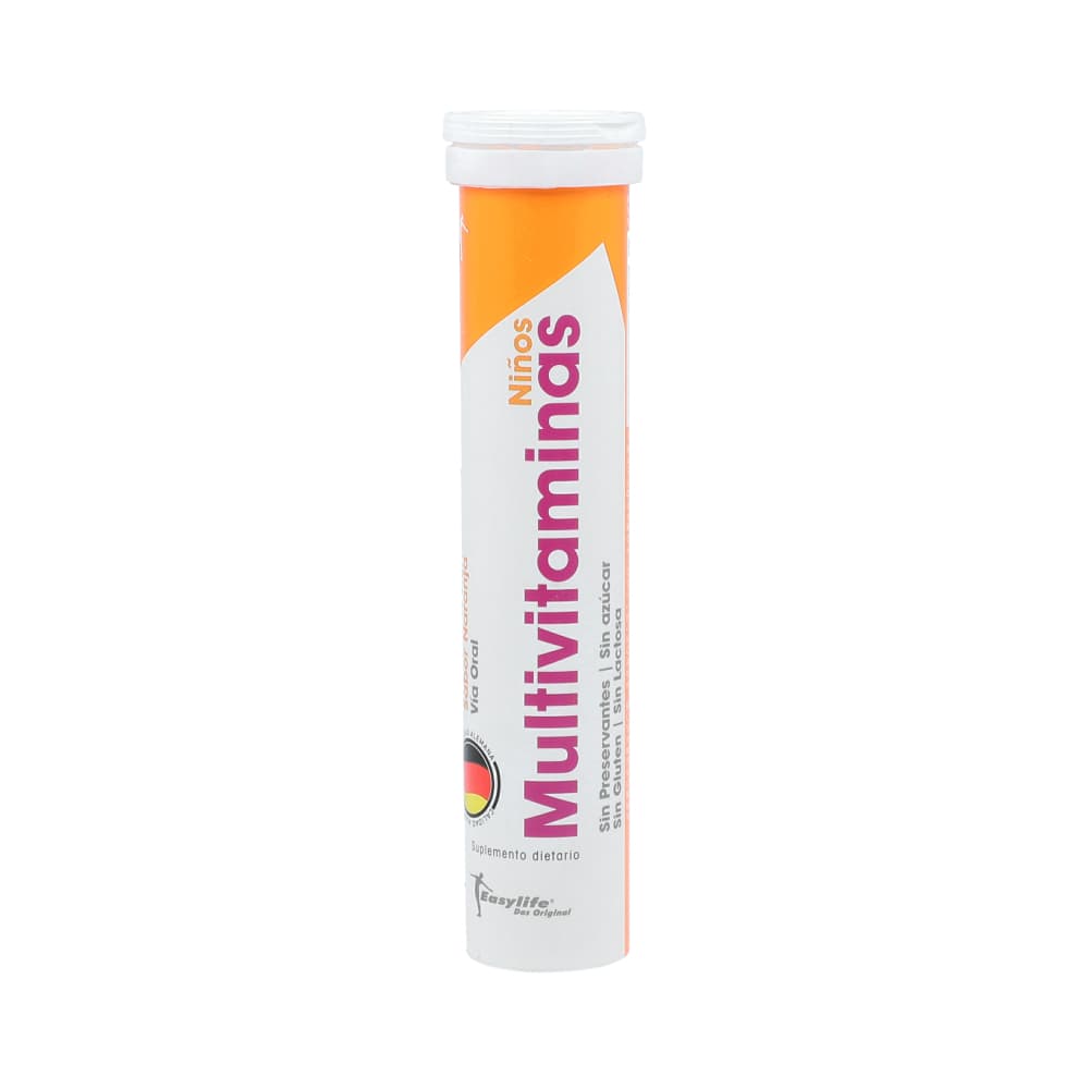 Multivitaminico Para Niños Tableta Efervescente Sabor Naranja Frasco X20