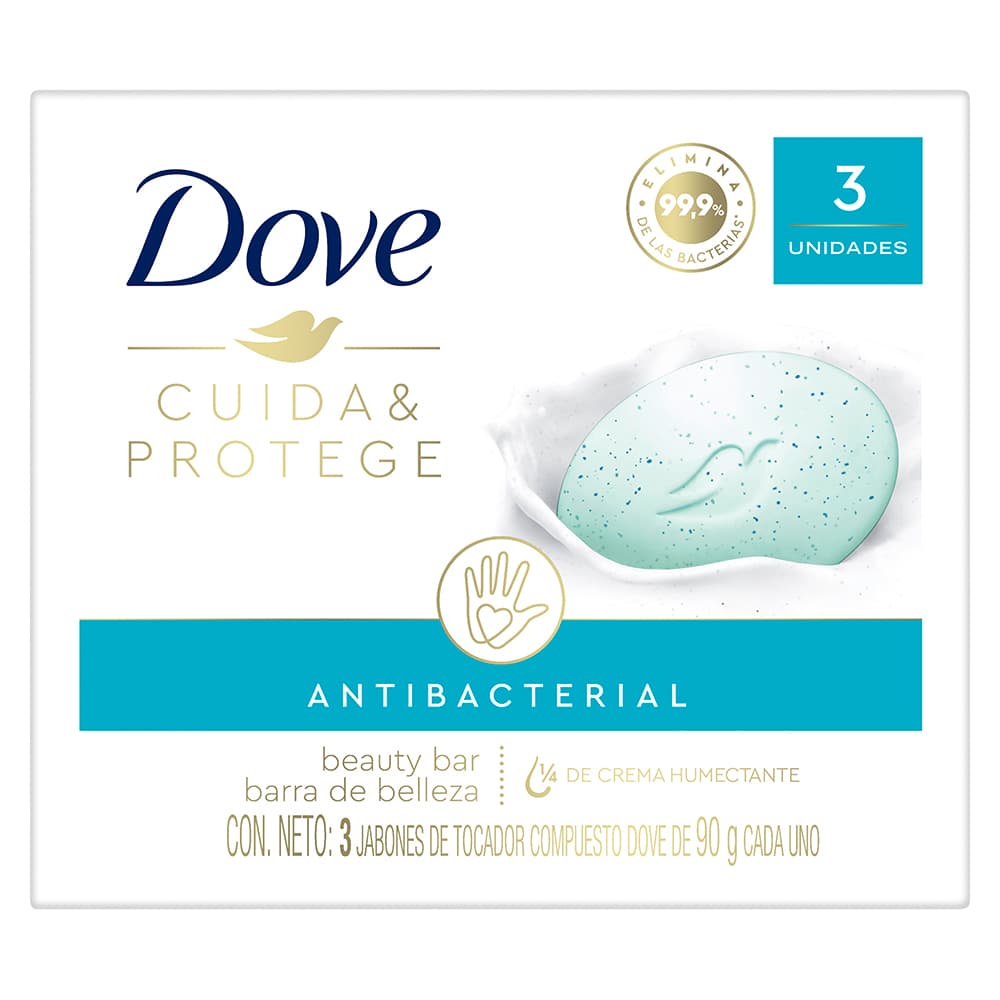 Jabon De Tocador Dove Antibacterial Cuida & Protege Caj X 3Bar X 90Gr