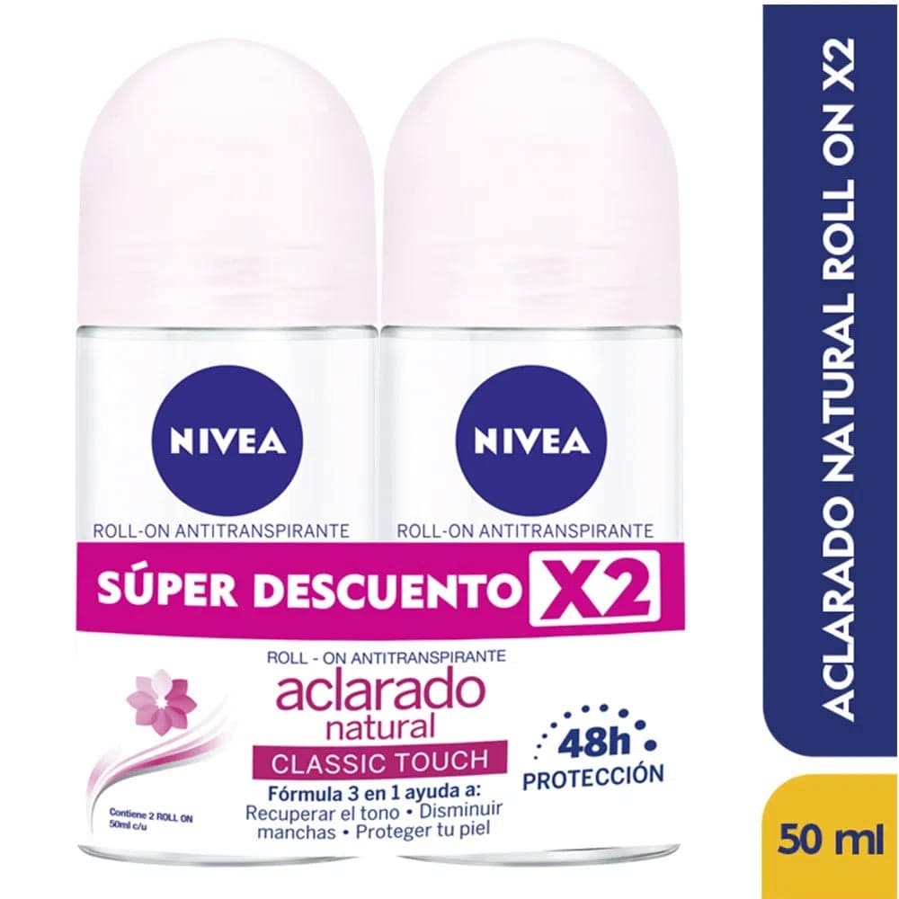 Promo Roll-On Antitranspirante Aclarado Natural Nivea Paquete X 2