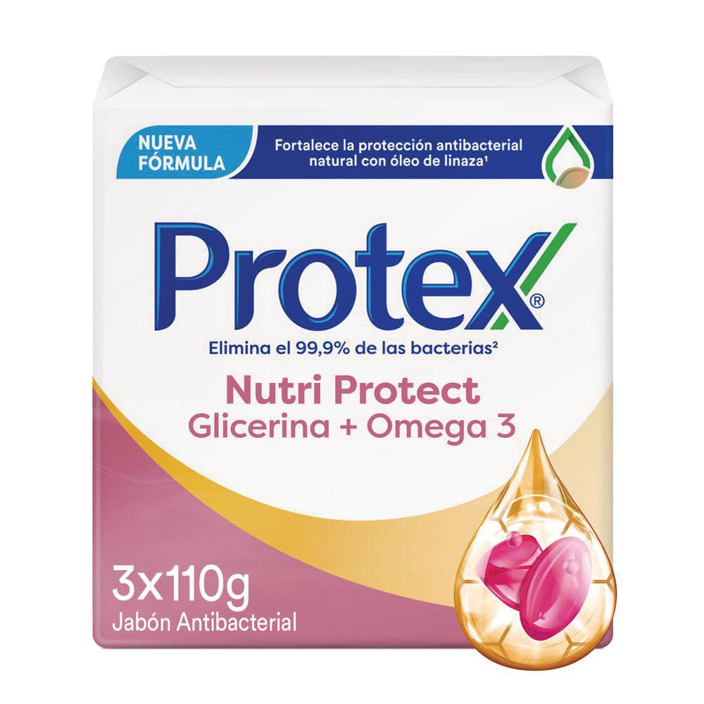 Jabón Antibacterial Protex Nutri Protect Omega 3 Paquete X 3 Barra X 110Gr
