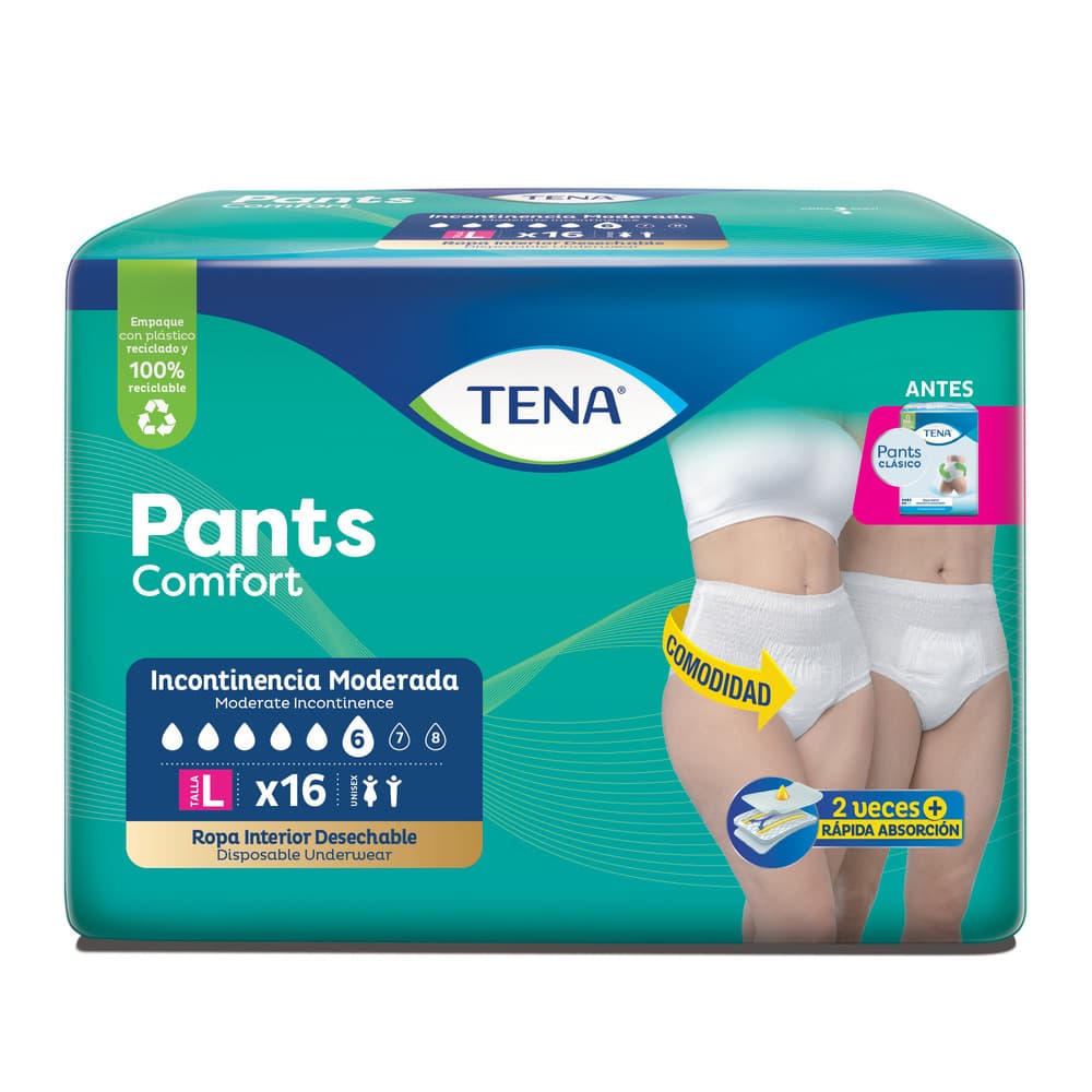 Pants Clasico Tena Unisex Largue Paquete X 16