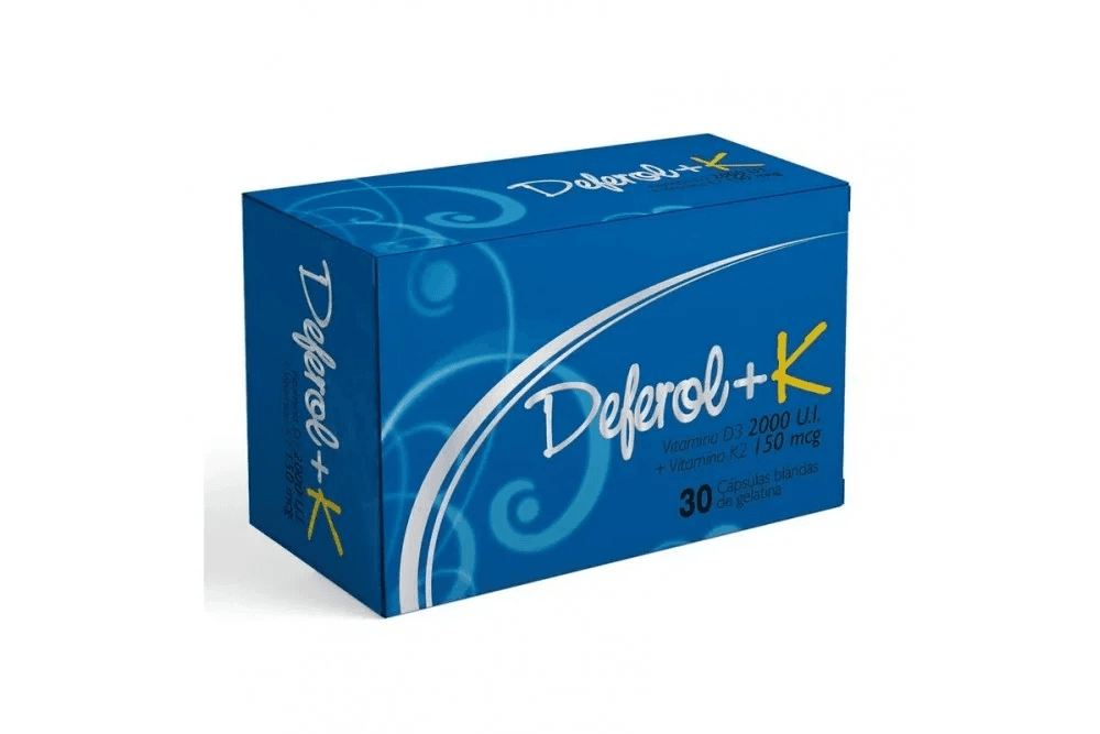 Deferol + K Vitamina D3 + K2 2000Ui+150Mcg Capsulas Blandas Cajas X 30