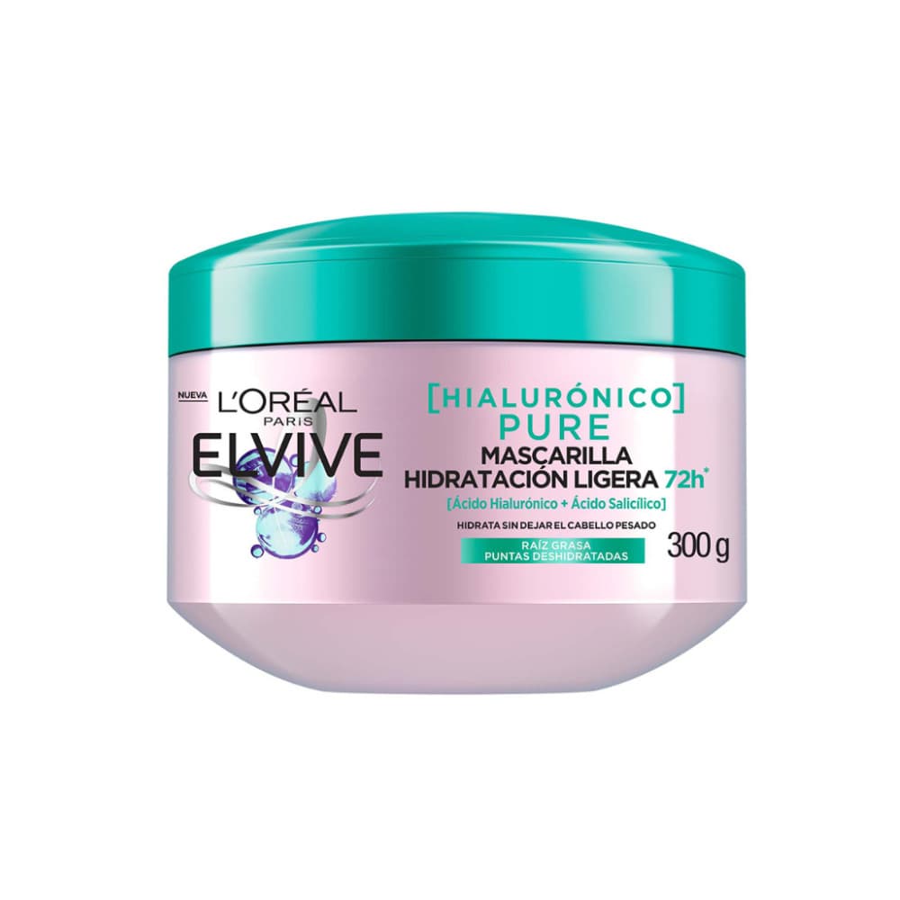 Tratamiento Capilar Elvive L'Oreal Paris Hialurónico Pure Raíces Grasas Puntas Deshidratadas X300 G
