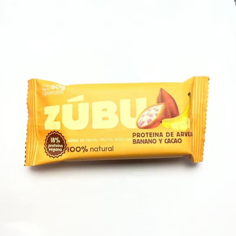 Barra De Frutas Zubu Proteina De Arveja Banano Y Cacao Barra X 60Gr