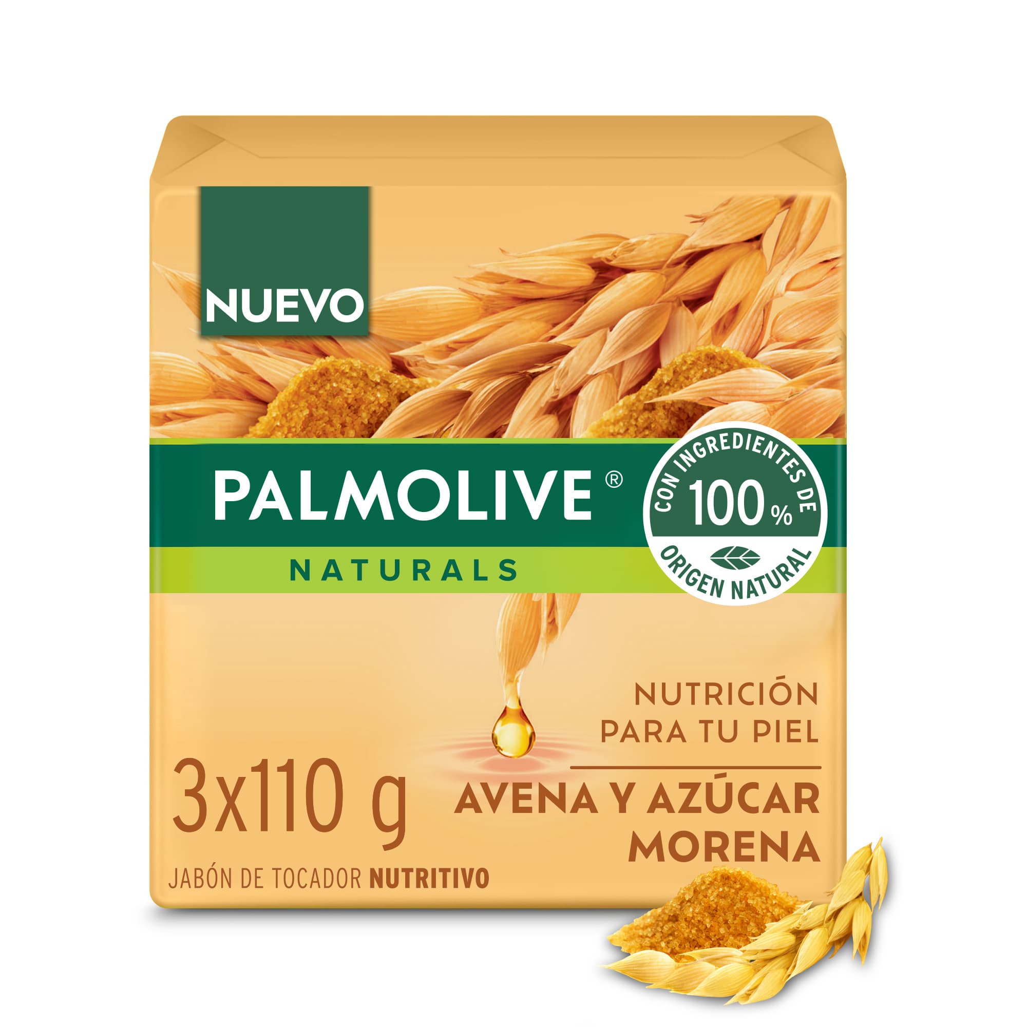 Jabón Palmolive Avena Y Azúcar Morena En Barra 110G X 3Und