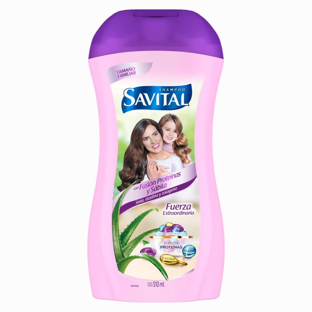 Shampoo Fusion De Proteinas Y Sabila Savital Fuerza Extraordinaria Frasco X 510Ml