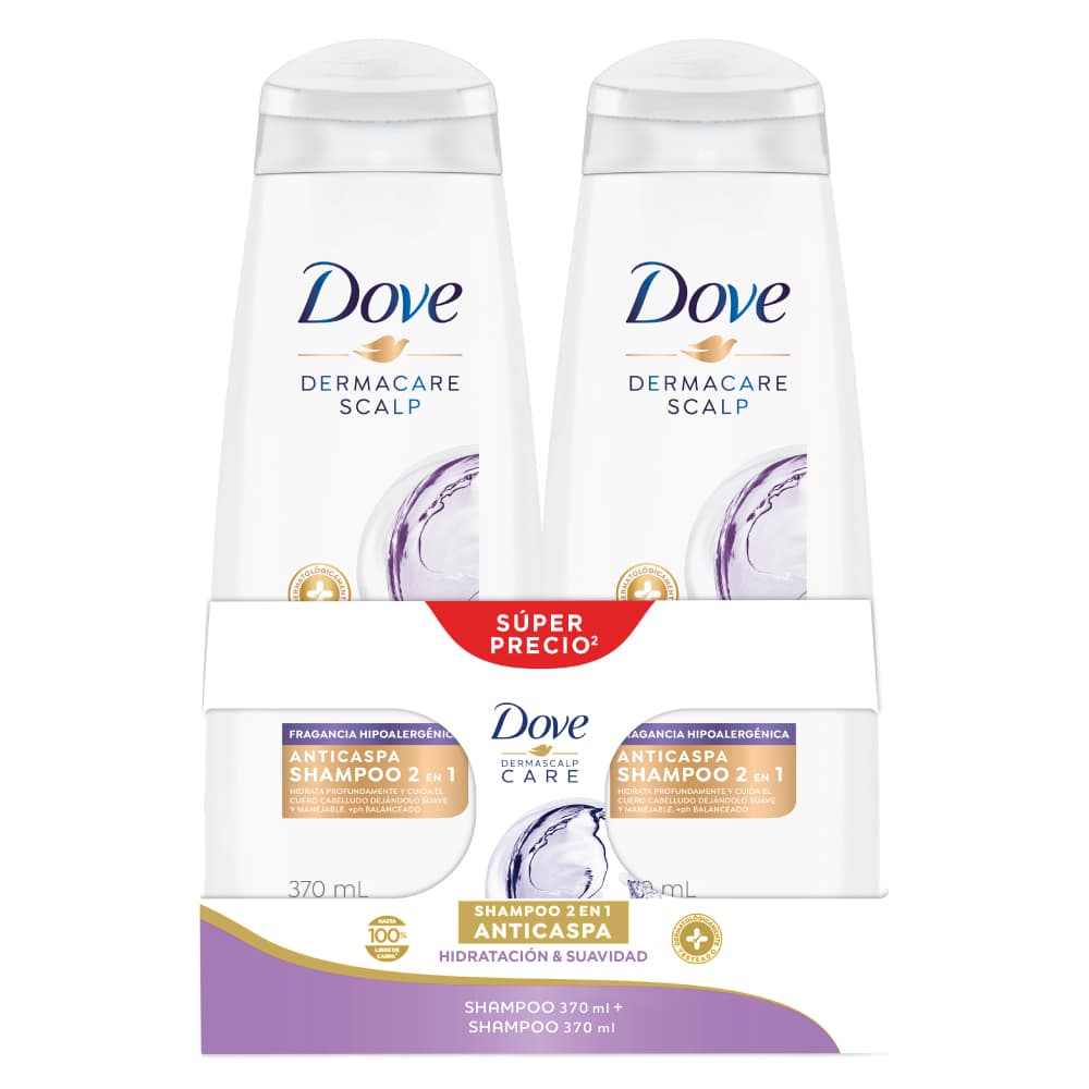 Promo Shampoo Dove Dermacare Scalp Anticaspa 2 En 1 Paquete X 2Frascox370Ml