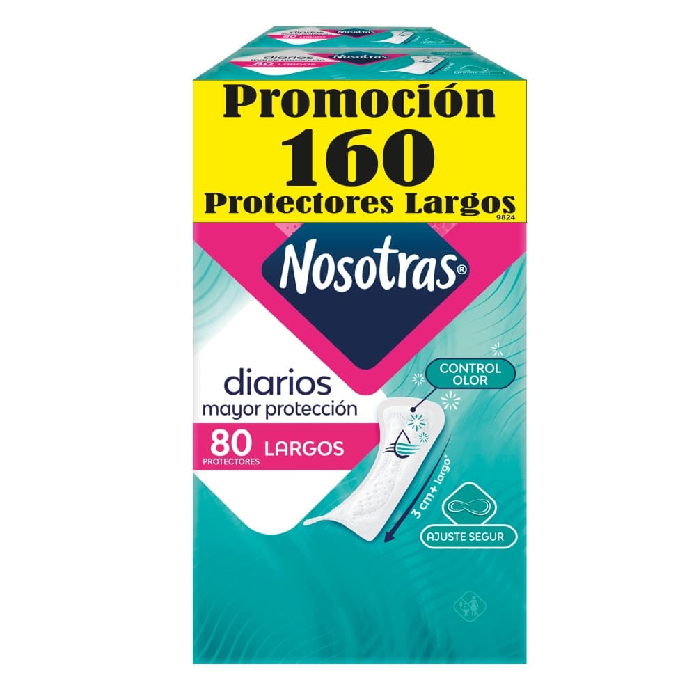 Promo Protectores Largos Nosotras Control Olor Paquete X 2Caja X 80Unidades