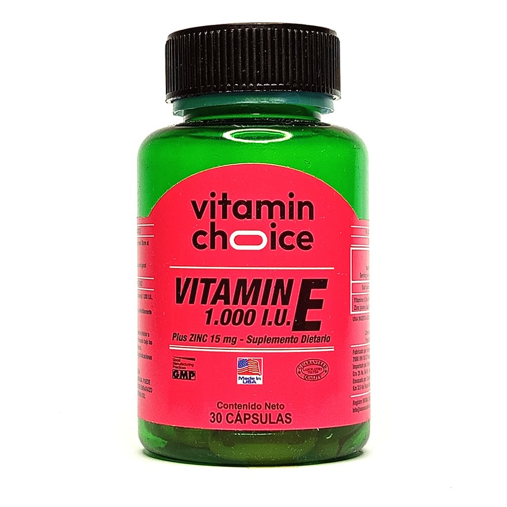 Suplemento Dietario Vitamin Choice Vitamina E + Plus Zinc 1000Ui+15Mg Capsulas Frasco X 30