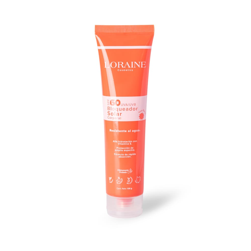 Bloqueador Solar Corporal Loraine Cosmetics Spf 60 Uva Uvb Tubo Por 100Gr