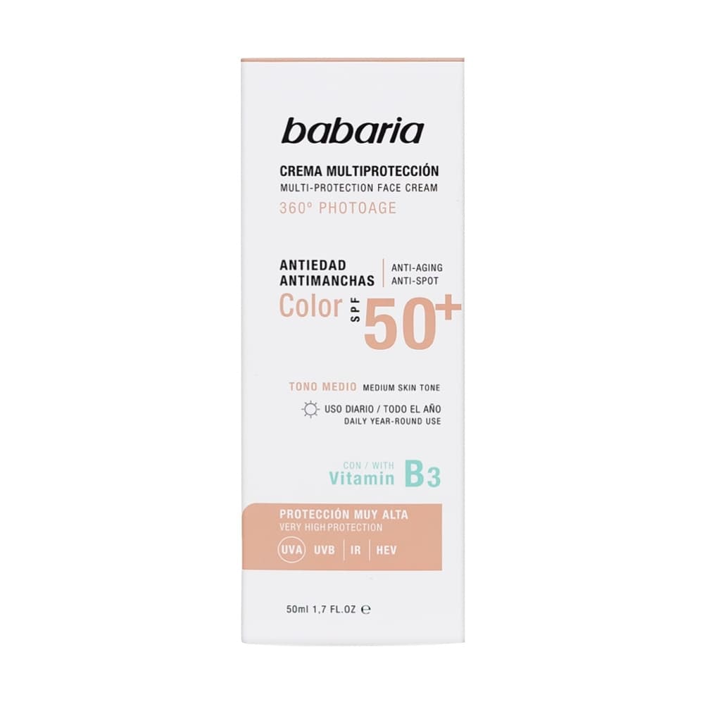Crema Multi Proteccion Babaria Antiedad Antimanchas Spf 50 Color Tubo X 50Ml