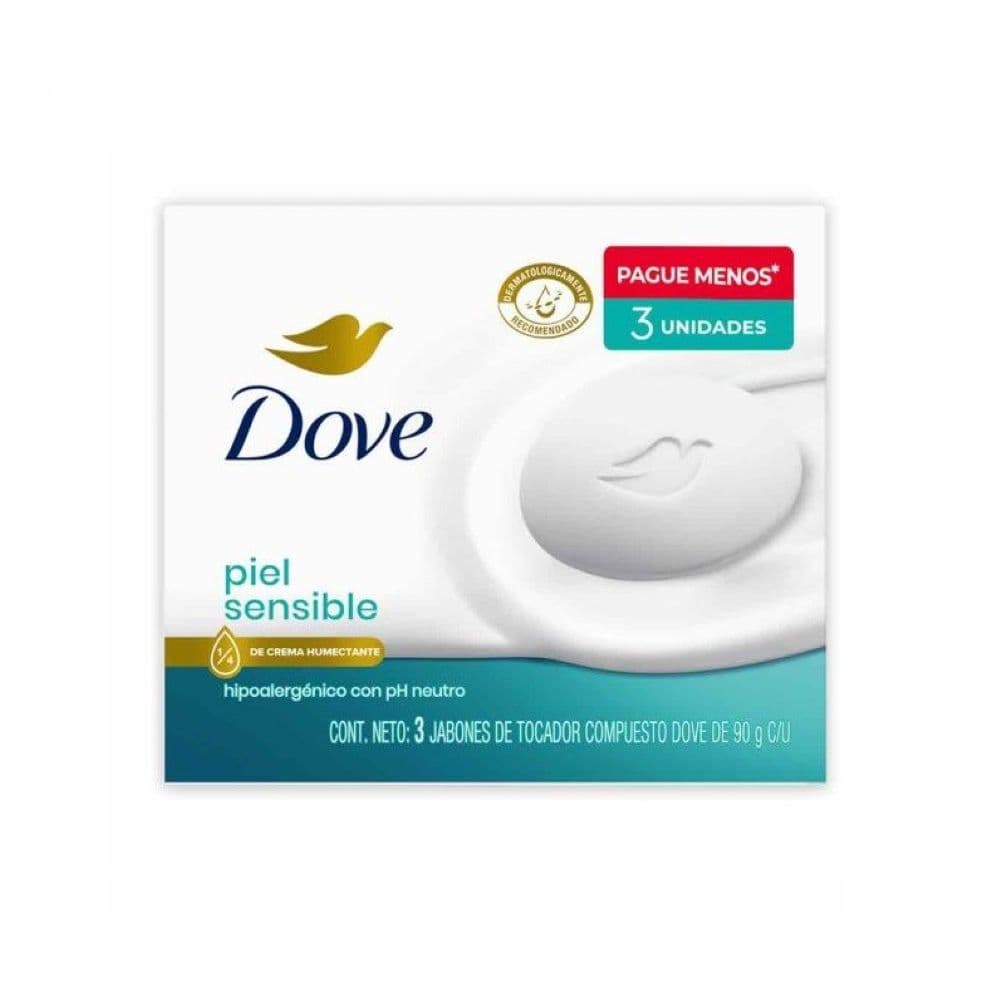 Promo Jabon En Barrara Dove Piel Sensible Paquete X 3 Barra X 90Gr