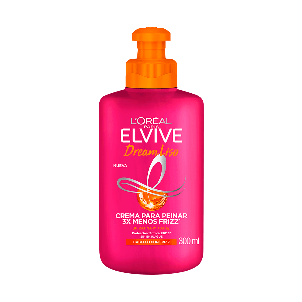 Crema Para Peinar Elvive L'Oreal Paris Dream Liso Para Un Cabello Liso Y Sin Frizz X300 Ml