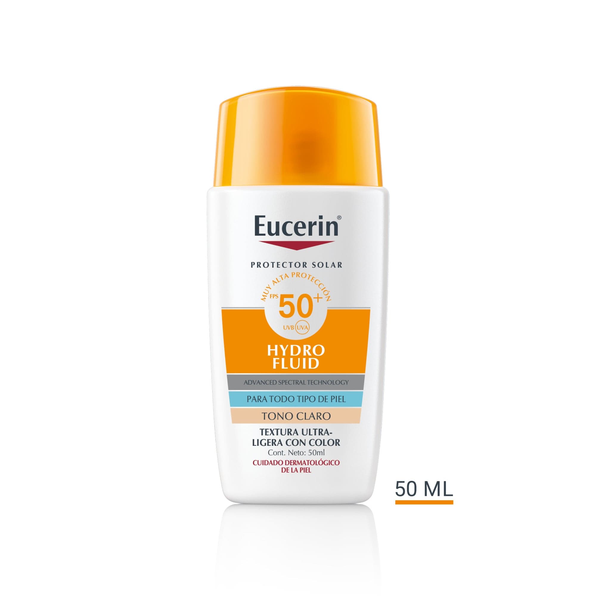 Protector Solar Facial Eucerin Hydro Fluid Tono Claro Fps 50+ Frasco 50 Ml