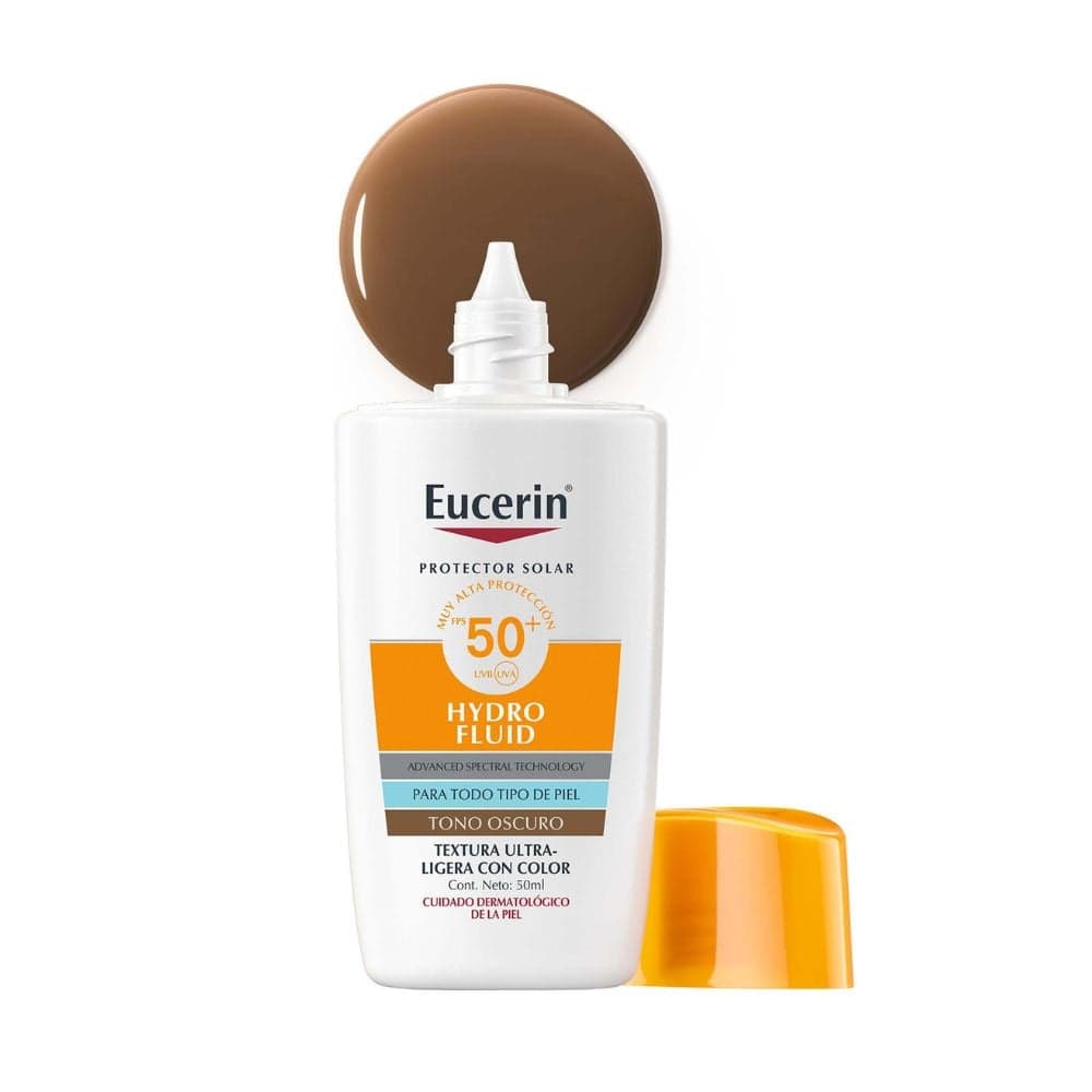 Protector Solar Facial Eucerin Hydro Fluid Tono Oscuro Fps 50+ Frasco 50 Ml