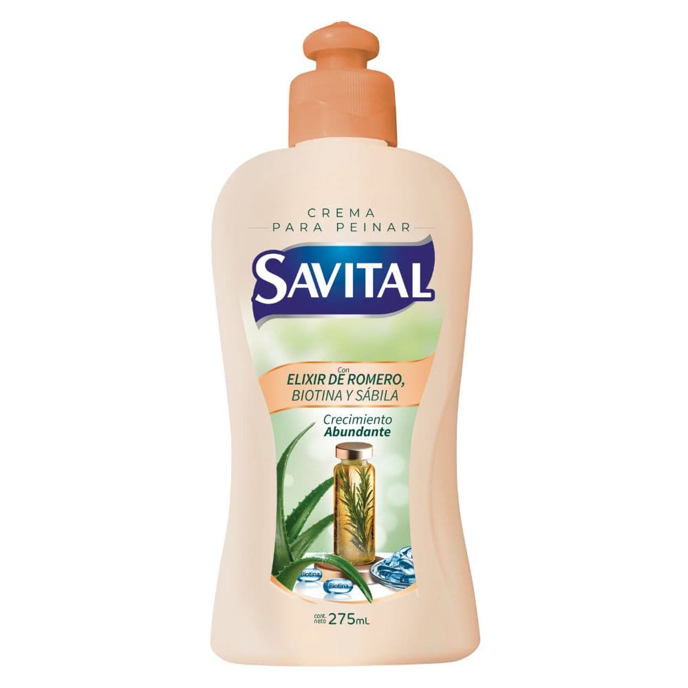 Crema Para Peinar Savital Con Elixir De Romero Biotina Y Sabila Fco X 275Ml