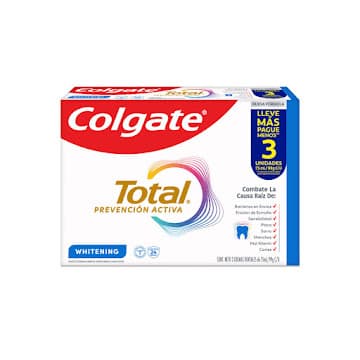 Promo Crema Dental Colgate Total Whitening Caja X 3Tubo X 75Ml