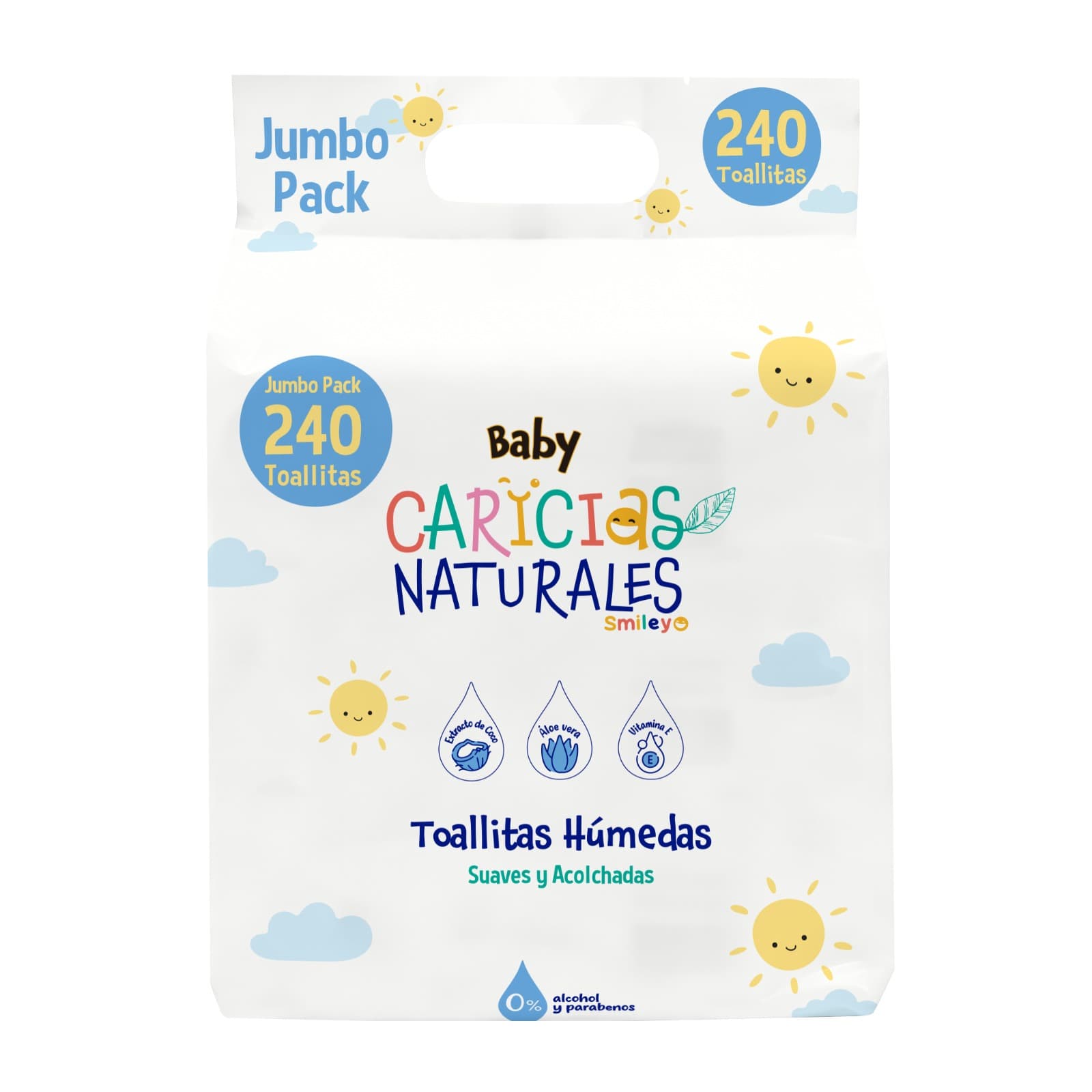 Promo Toallitas Humedas Baby Caricias Naturales Smiley Jumbo Pack Paq X 3 Bol X 80