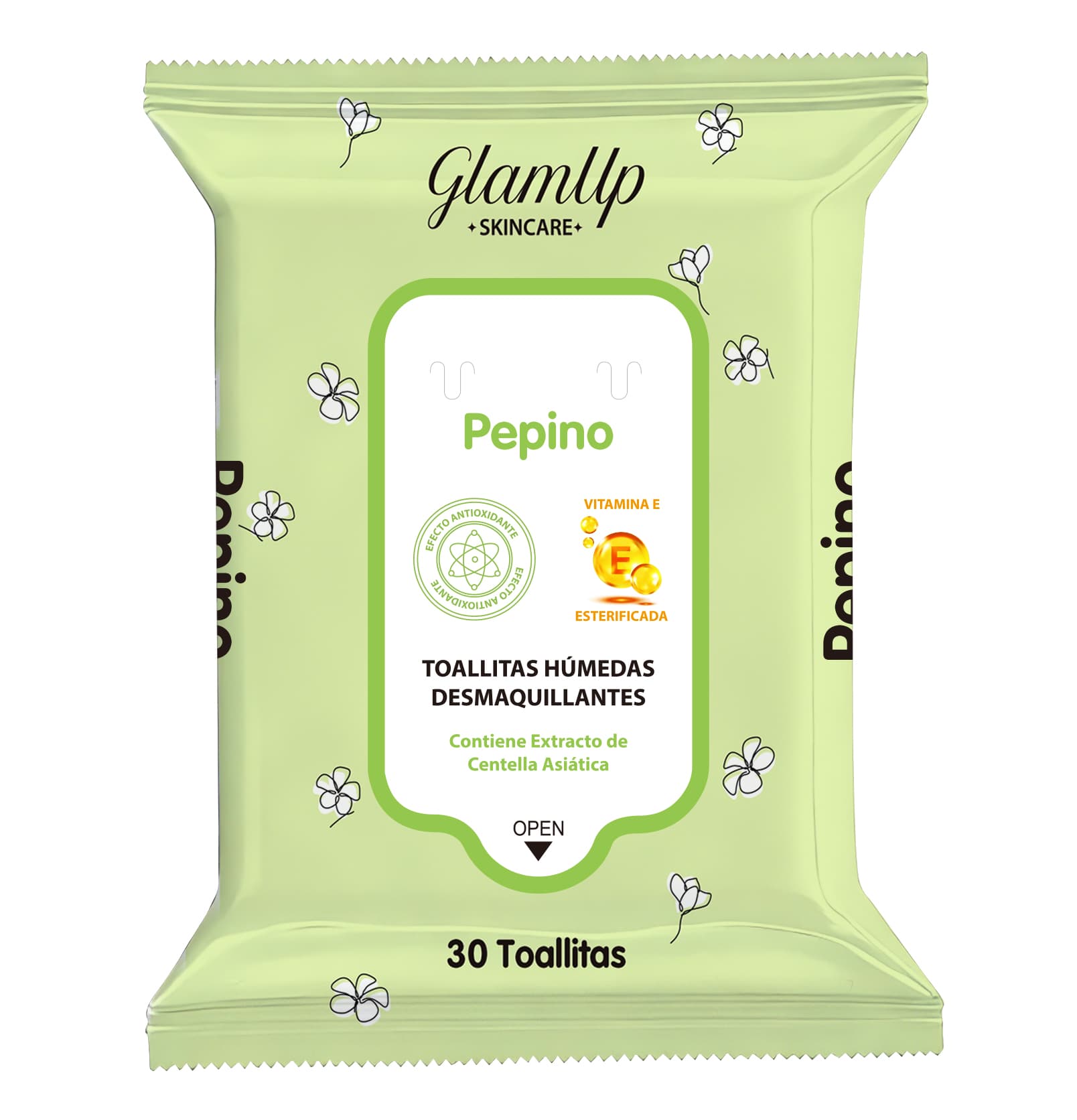 Toallitas Humedas Desmaquillantes Glamup Skincare Pepino Paq X 30