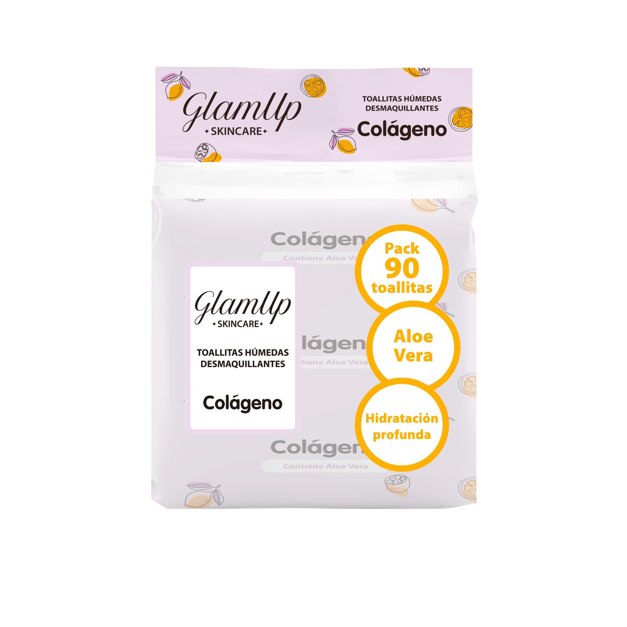 Promo Toallitas Humedas Desmaquillantes Glamup Skincare Colageno Paq X 90