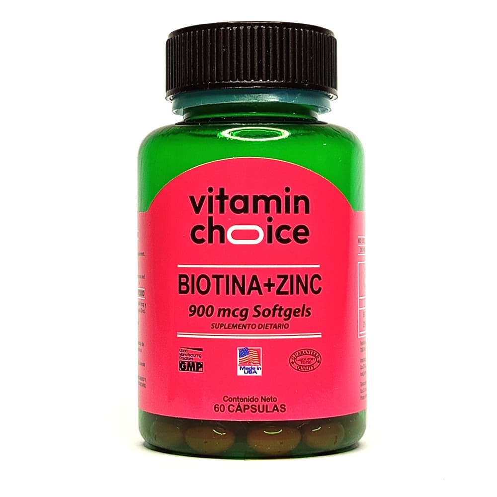 Suplemento Dietario Vitamin Choice Biotina + Zinc 900Mcg Capsulas Blandas Frasco X 60