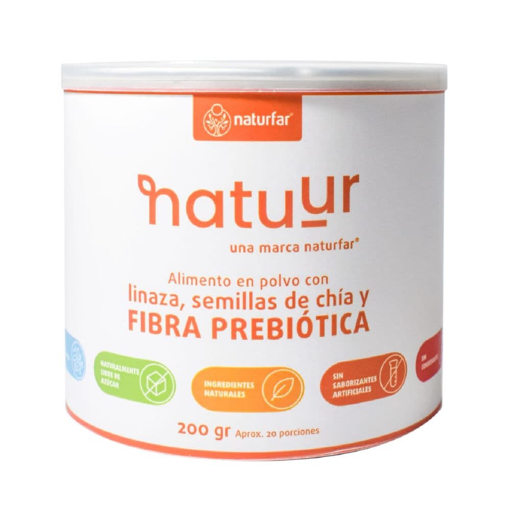 Alimento En Polvo Natuur Linaza Semillas De Chia Y Fibra Prebiotica Tarro X 200Gr